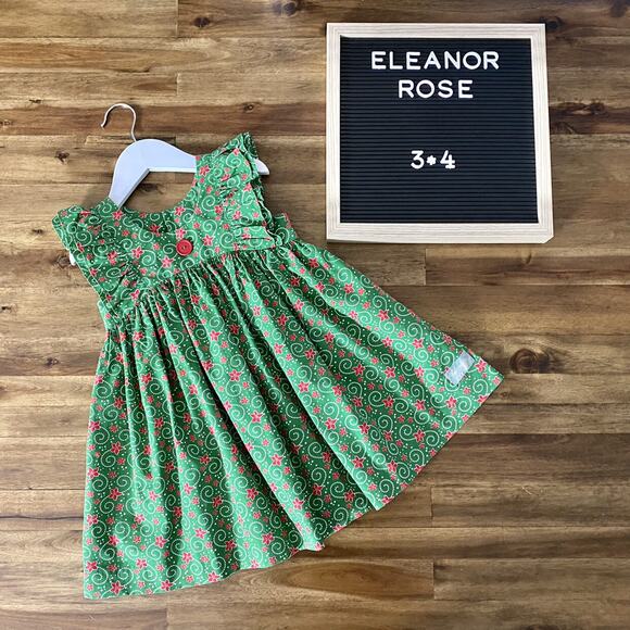 NEW Eleanor Rose Christmas Nostalgia Surprise Holiday Green Red Lacey Dress 3/4 - Picture 1 of 8
